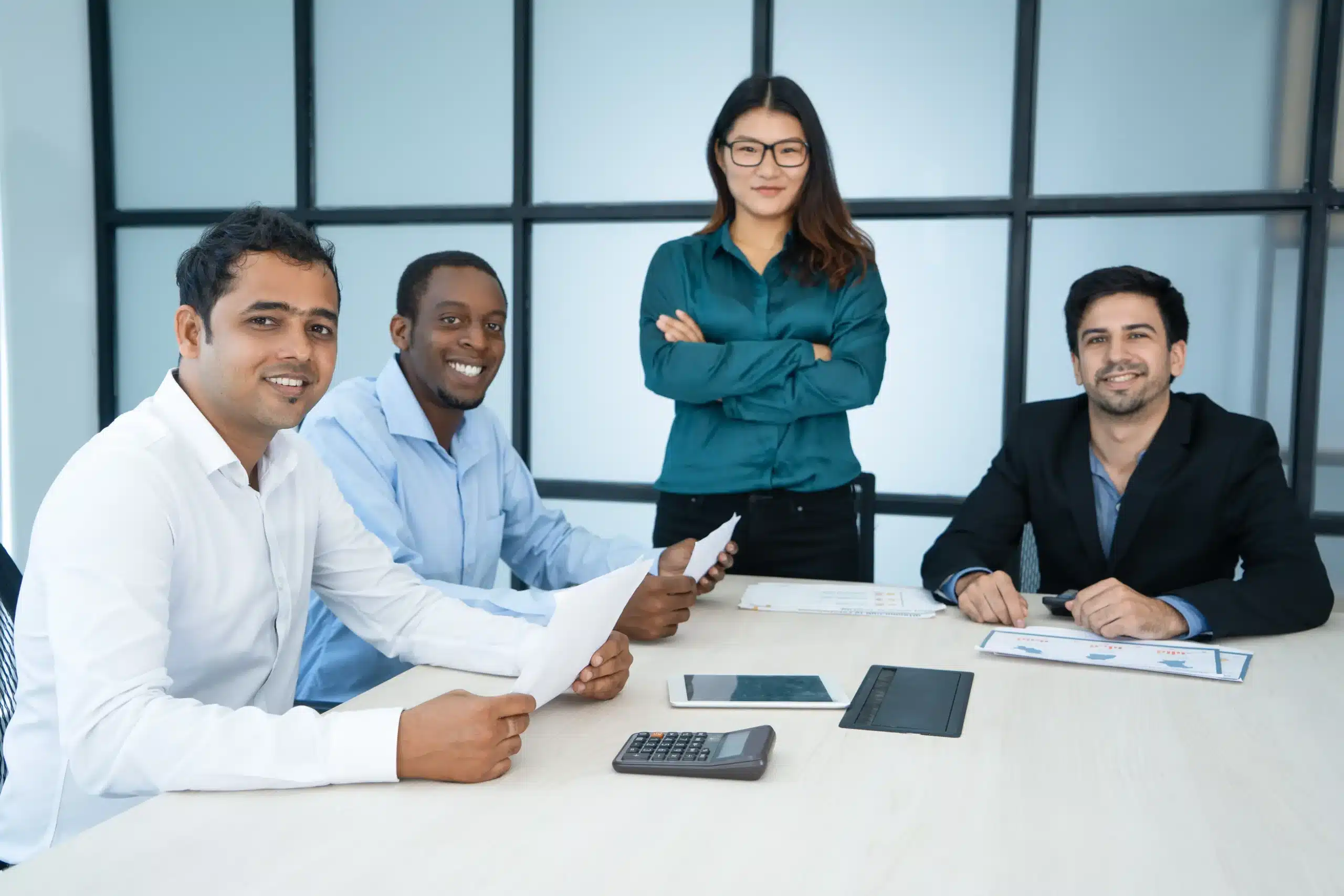 Business team reviewing MIS reports